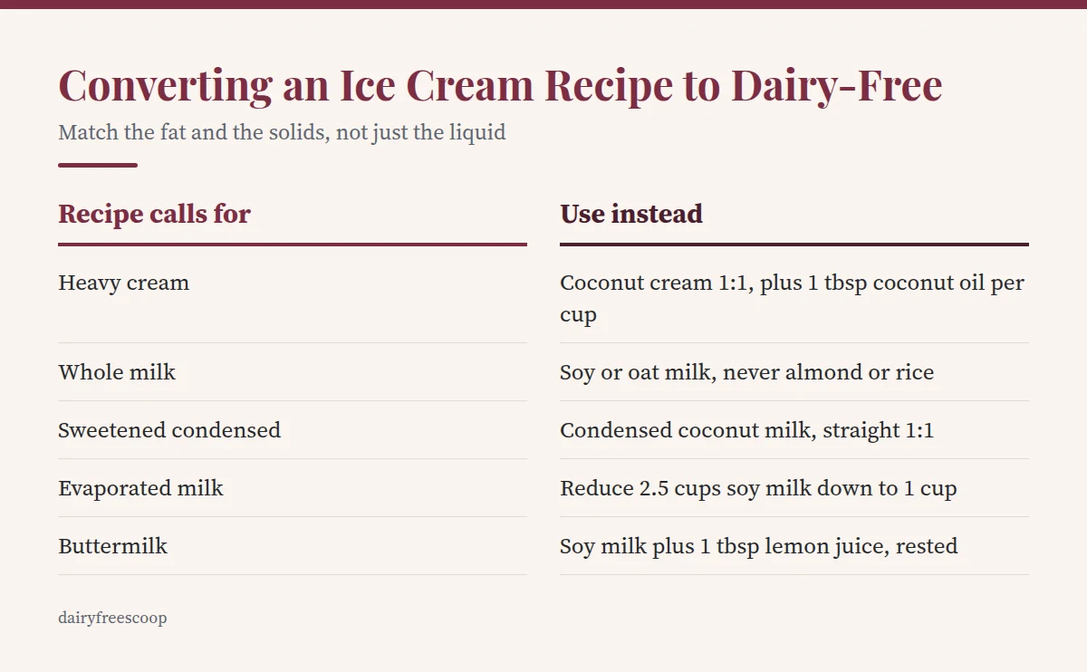 Summary card: Converting an Ice Cream Recipe to Dairy-Free