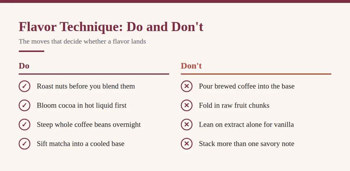 Summary card: Flavor Technique: Do and Don't