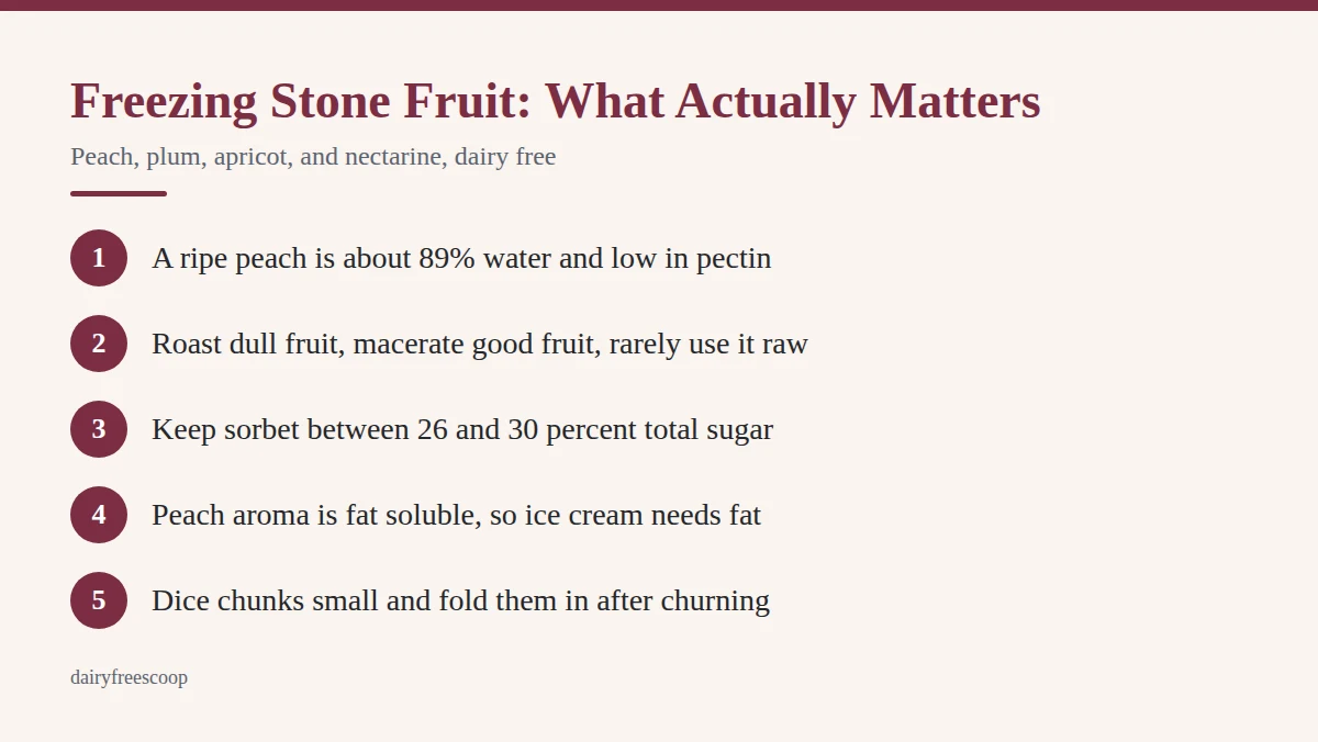 Summary card: Freezing Stone Fruit: What Actually Matters