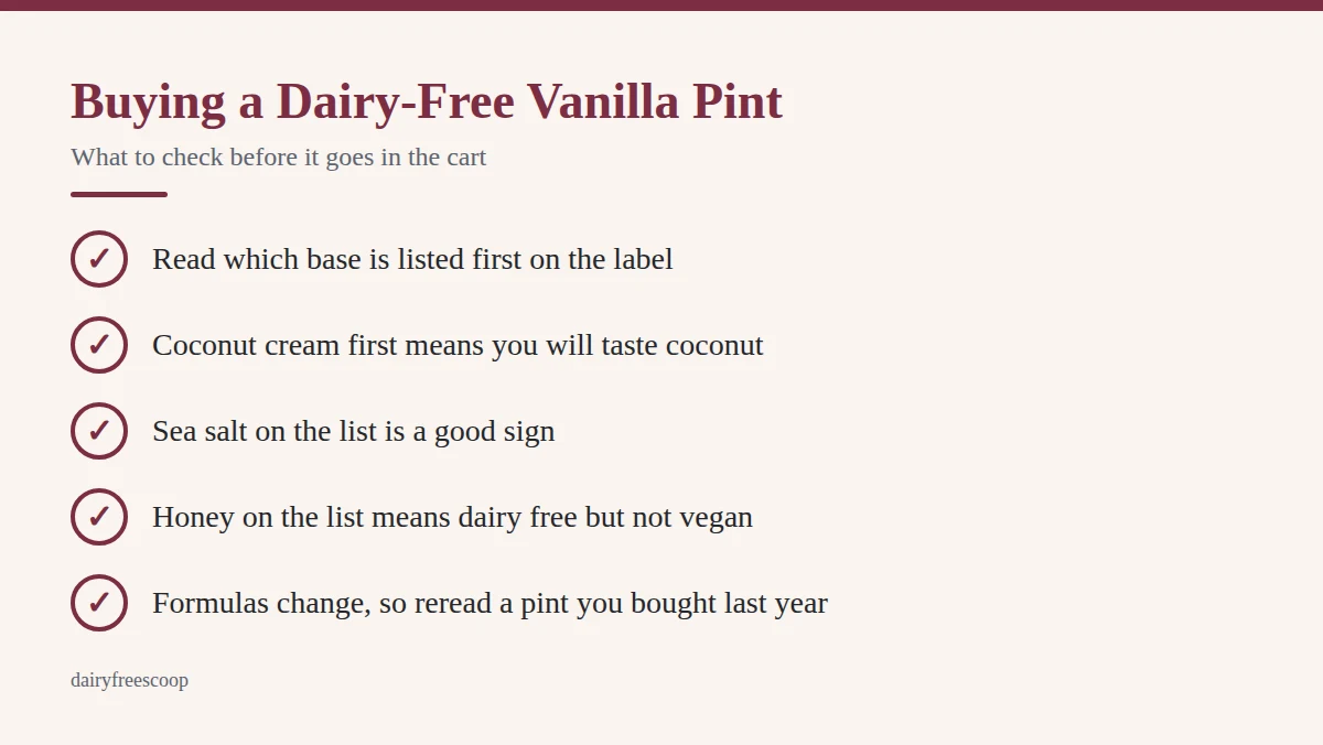 Summary card: Buying a Dairy-Free Vanilla Pint